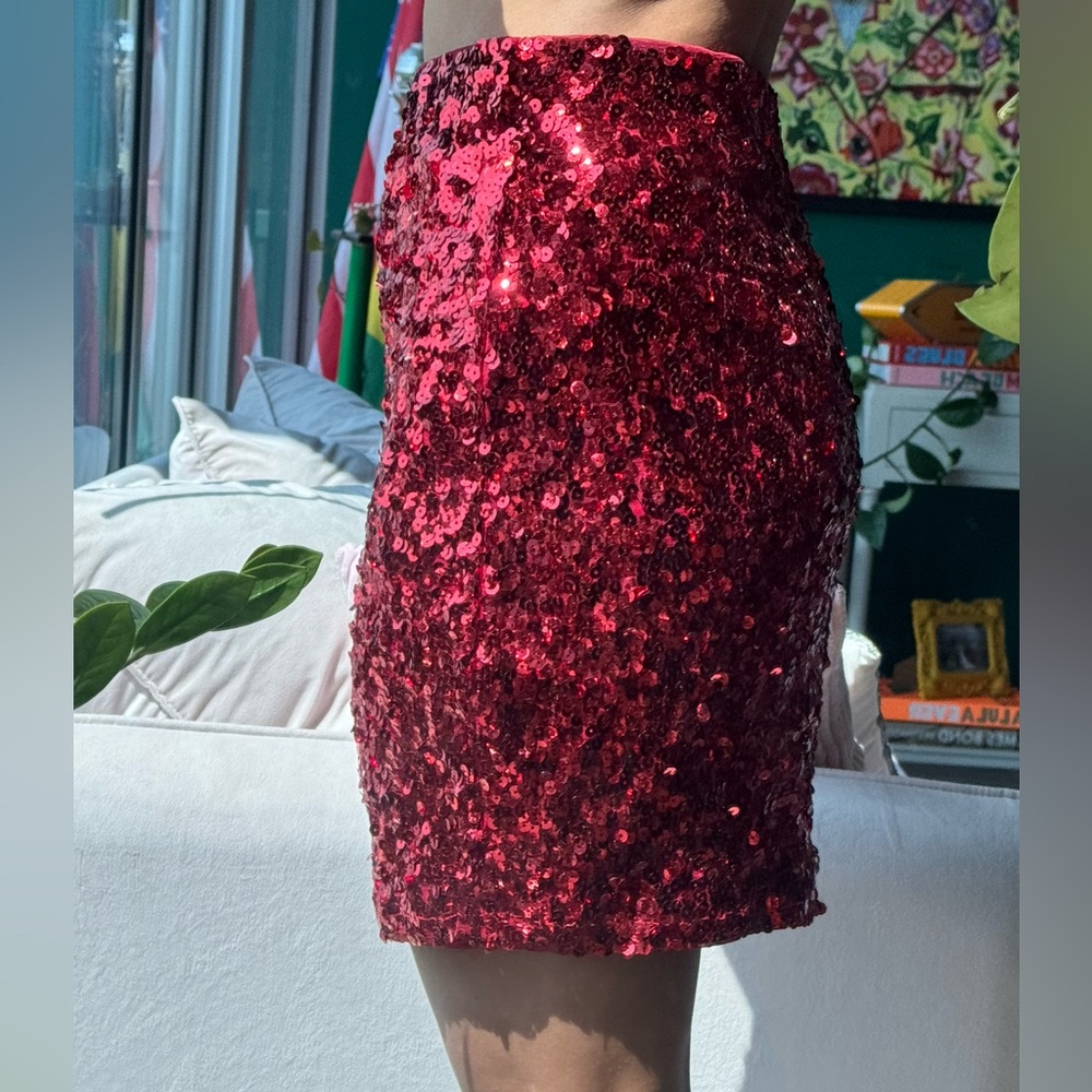 Sequin Red Skirt
